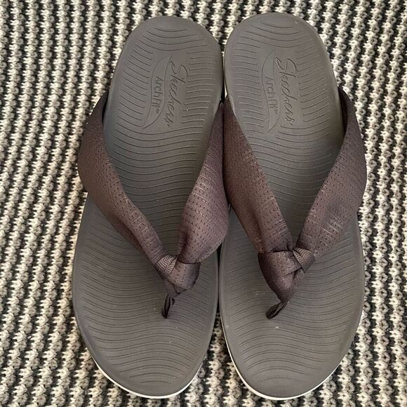 Skechers Arch Fit Sunshine grey flip flop sandal women’s shoe size 10 - Picture 3 of 10